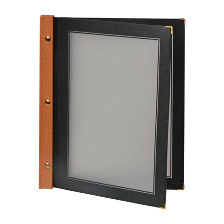 Protège-menus en bois Securit noir A4 - FRANCE CHR