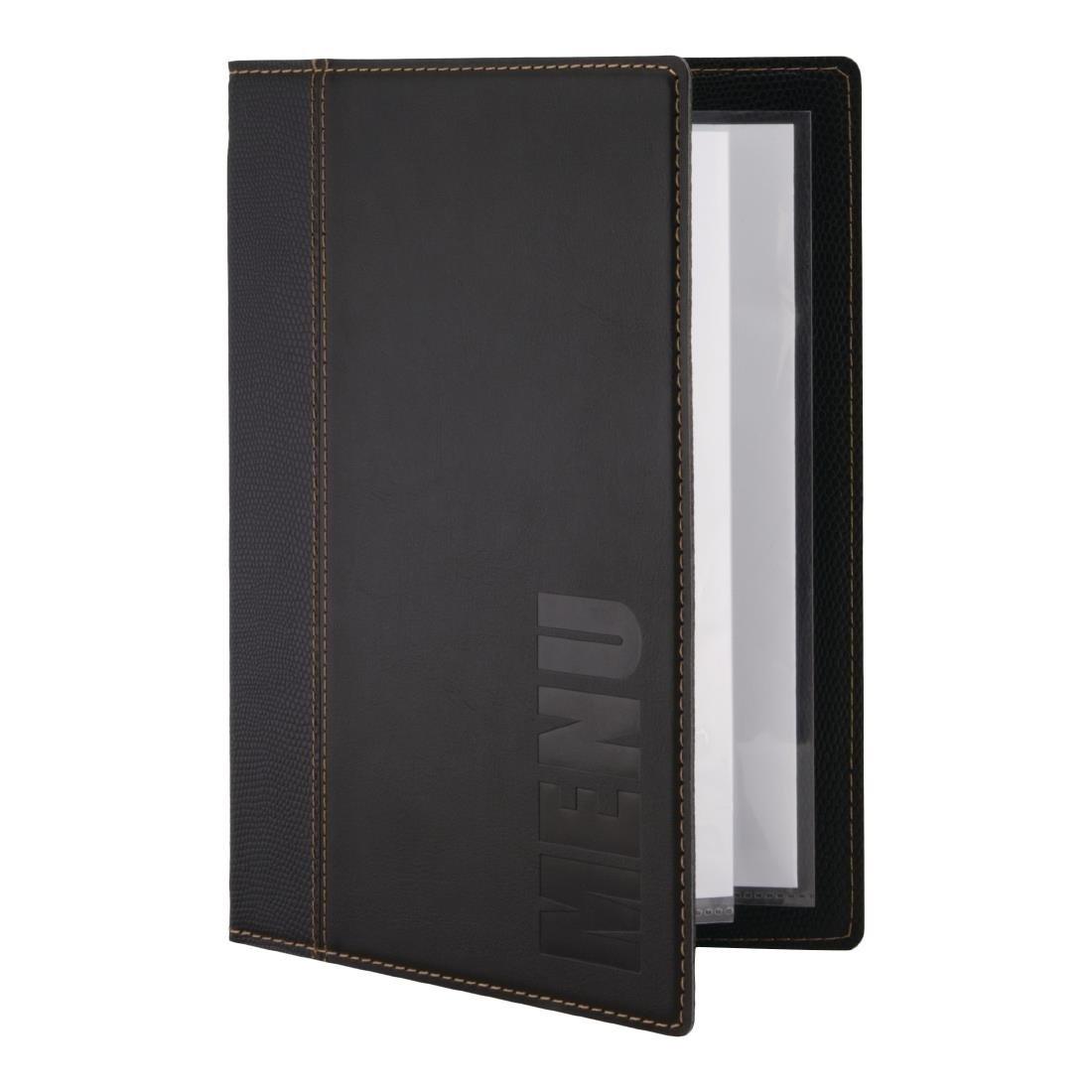 Protège-menus contemporain Securit A5 noir - FRANCE CHR