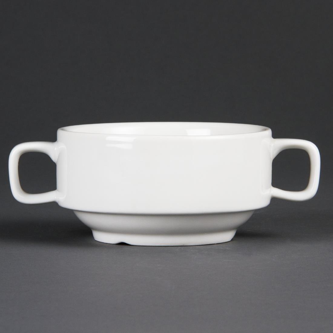 Bol à soupe avec anses blancs Olympia 115mm (Lot de 6) - FRANCE CHR