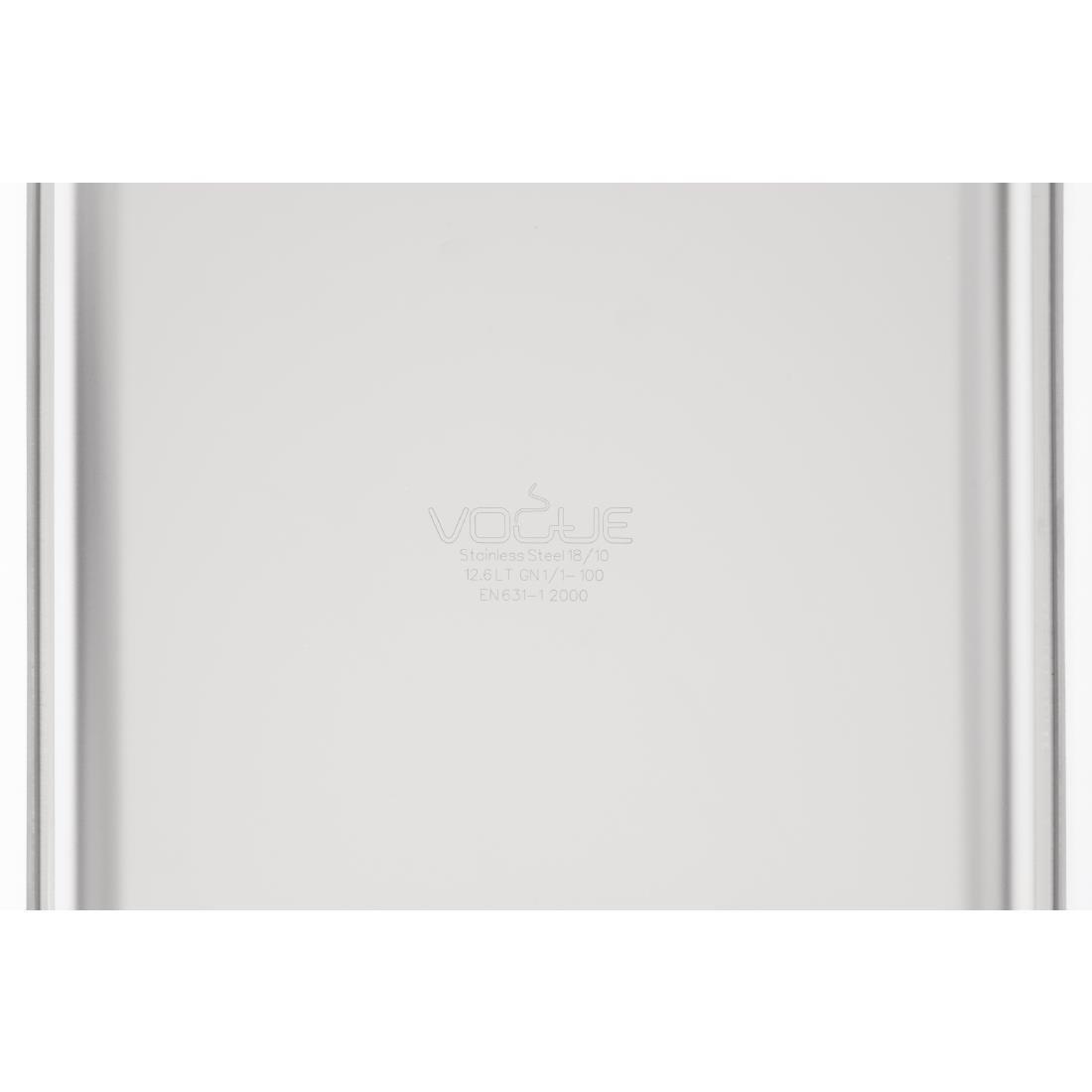 Bac inox 18/10 GN 1/1 Vogue 100mm - FRANCE CHR