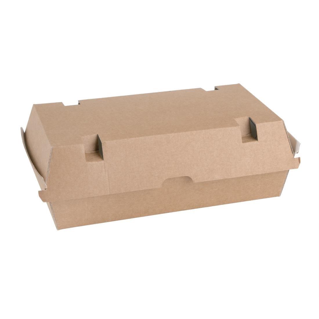 Grandes boîtes kraft avec couvercle à charnière compostables Fiesta Compostable 204mm (lot de 100) - FRANCE CHR