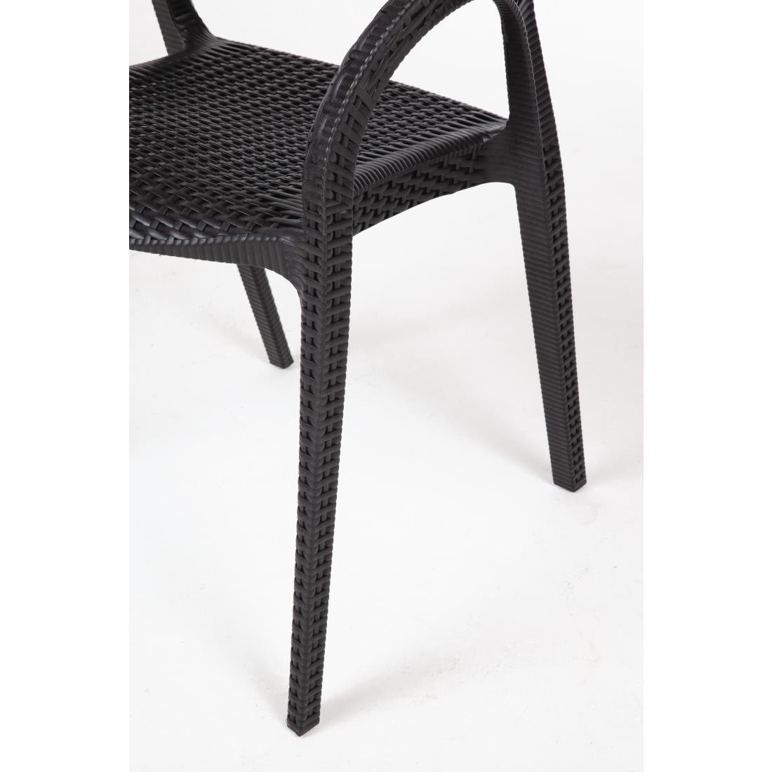 Fauteuils enveloppants en rotin PP Bolero noirs (lot de 4) - FRANCE CHR