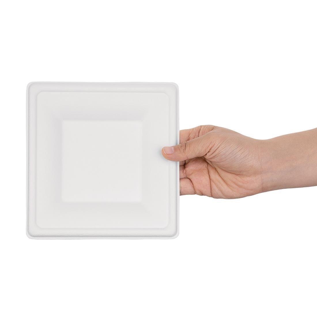 Assiettes carrées compostables en bagasse Fiesta Compostable 159mm (lot de 50) - FRANCE CHR