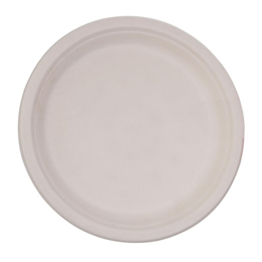 Assiettes rondes compostables en bagasse Fiesta Compostable coloris naturel 260mm (lot de 50) - FRANCE CHR