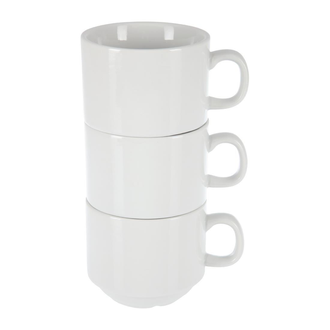 Tasse à thé empilable blanche whiteware Olympia 200ml (Lot de 12) - FRANCE CHR