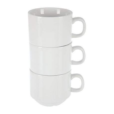 Tasse à thé empilable blanche whiteware Olympia 200ml (Lot de 12) - FRANCE CHR