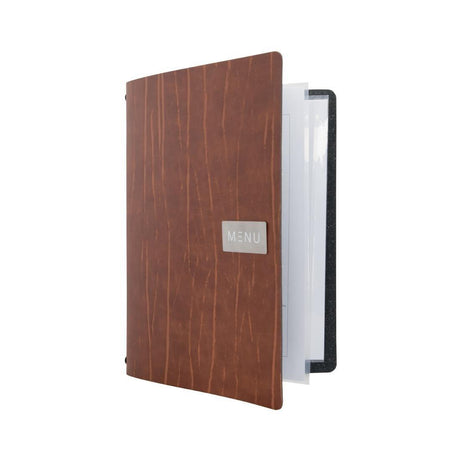 Protège-menu en cuir recyclé Securit Gamme Leather A4 marron - FRANCE CHR