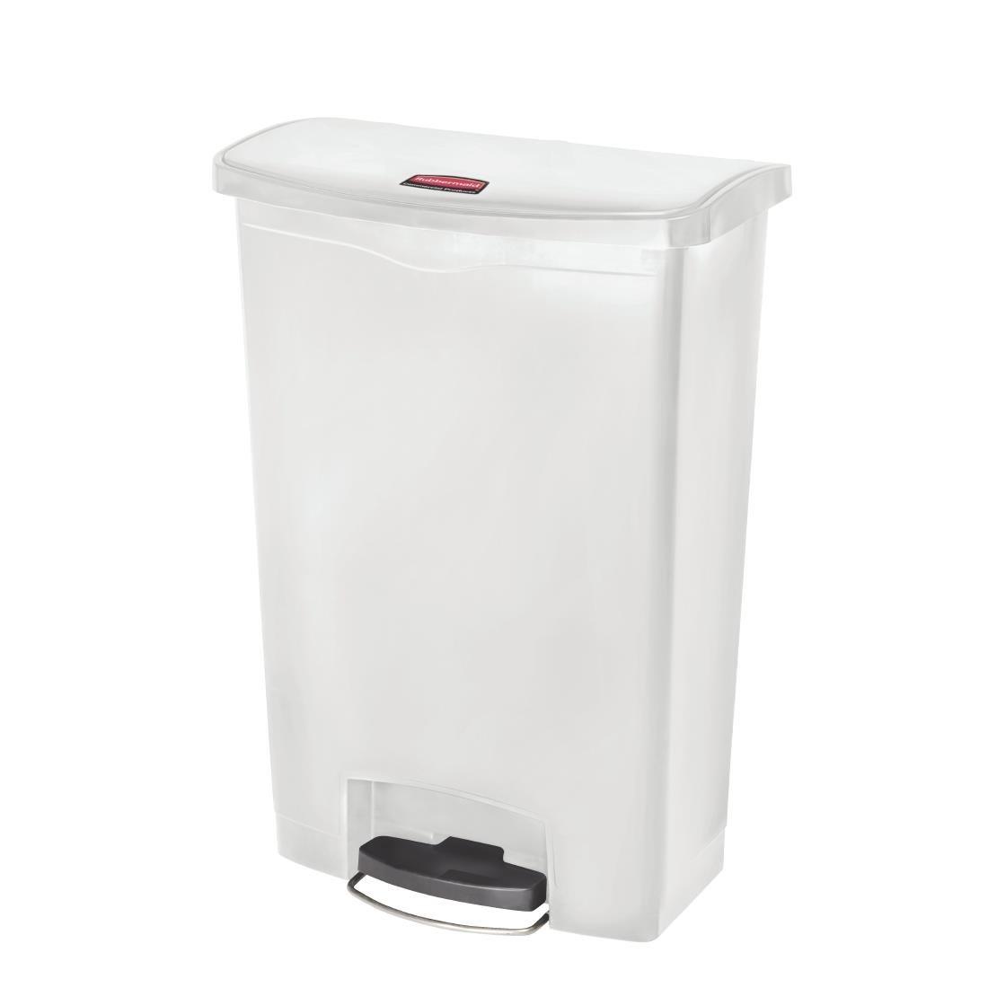 Poubelle à pédale frontale large Slim Jim Step-On Rubbermaid blanche 90L - FRANCE CHR