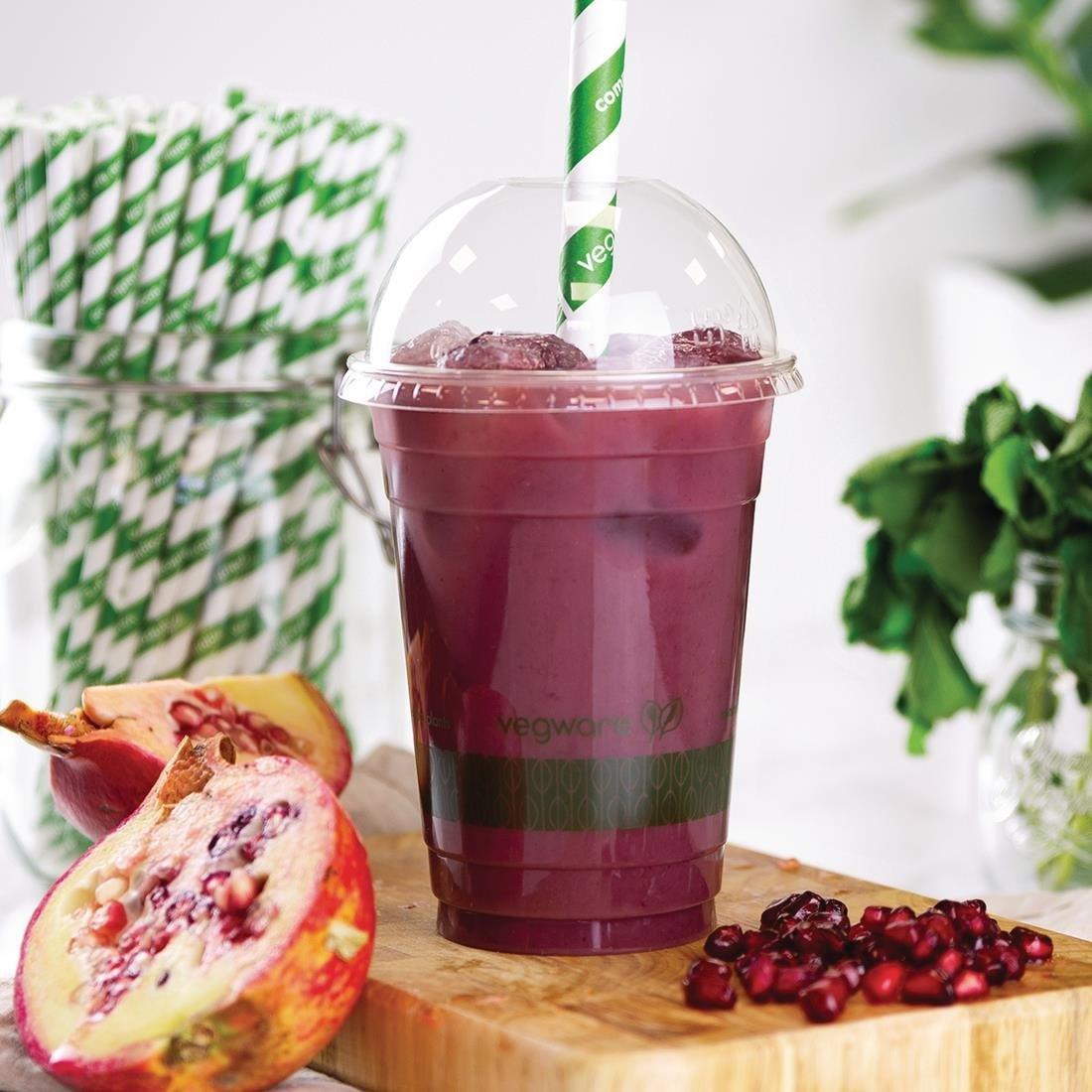 Couvercles dôme compostables avec trou pour boissons fraîches Vegware 340ml et 454ml (lot de 1000) - FRANCE CHR