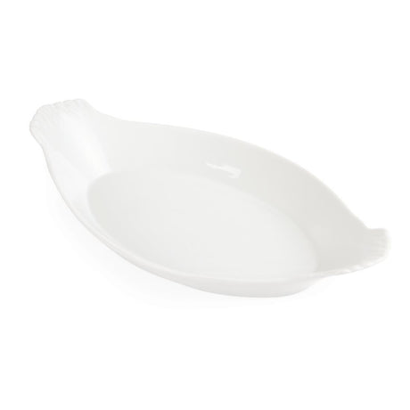 Plats ovales à oreilles blancs Olympia 320 x 177mm (Lot de 6) - FRANCE CHR