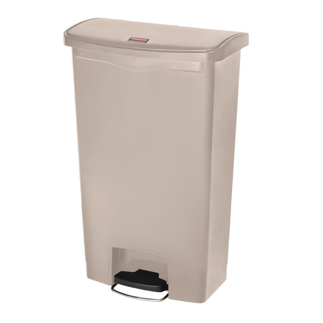 Poubelle à pédale frontale Rubbermaid Slim Jim beige 68L - FRANCE CHR