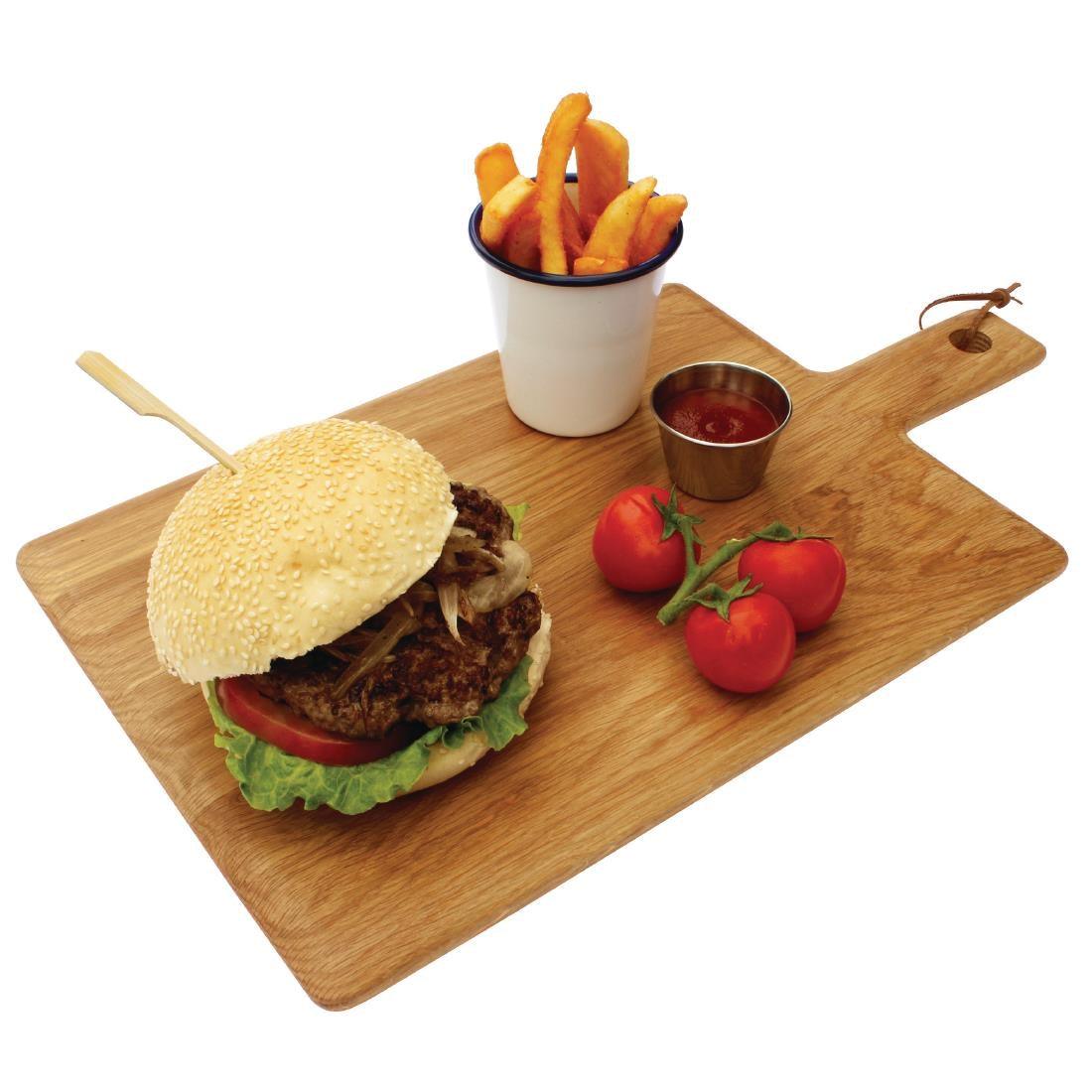 Grande planche carrée en chêne Olympia 350x260x15mm manche 110mm - FRANCE CHR