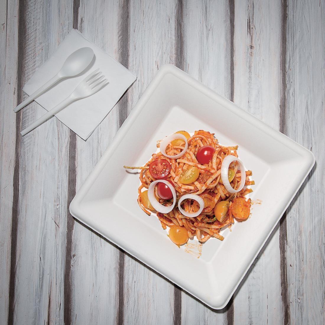 Assiettes carrées compostables en bagasse Fiesta Compostable 261mm (lot de 50) - FRANCE CHR