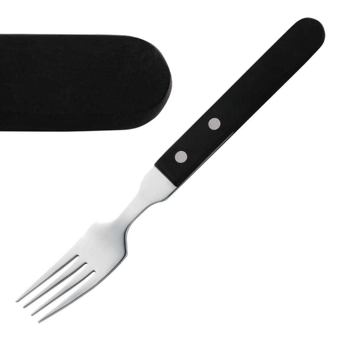 Fourchette à steak Amefa manche noir 196mm (Lot de 12) - FRANCE CHR