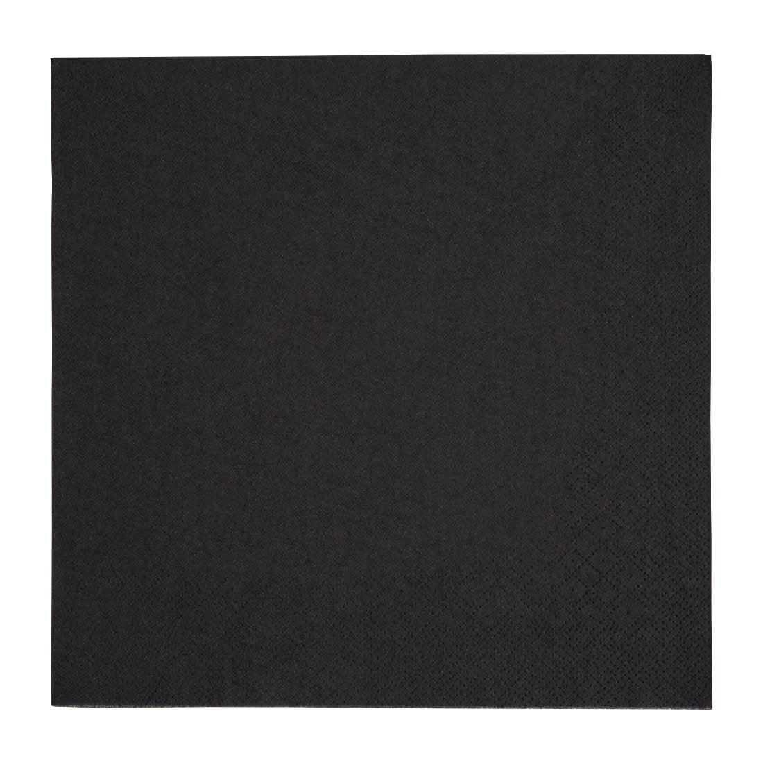 Serviettes dîner 3 plis format 1/4 Fiesta Recyclable 400mm noires (lot de 1000) - FRANCE CHR