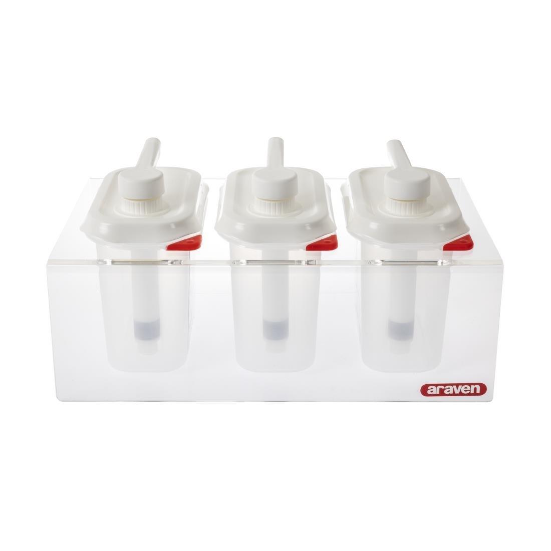 Lot de 3 distributeurs de sauce Araven GN 1/9 transparents 1,5L - FRANCE CHR