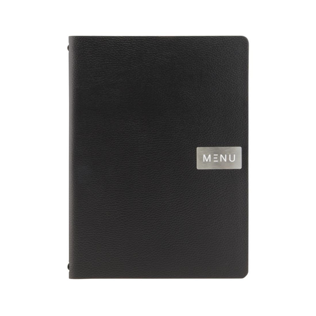 Protège-menu en cuir recyclé brut Securit Gamme Leather A4 noir - FRANCE CHR