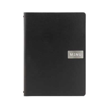 Protège-menu en cuir recyclé brut Securit Gamme Leather A4 noir - FRANCE CHR