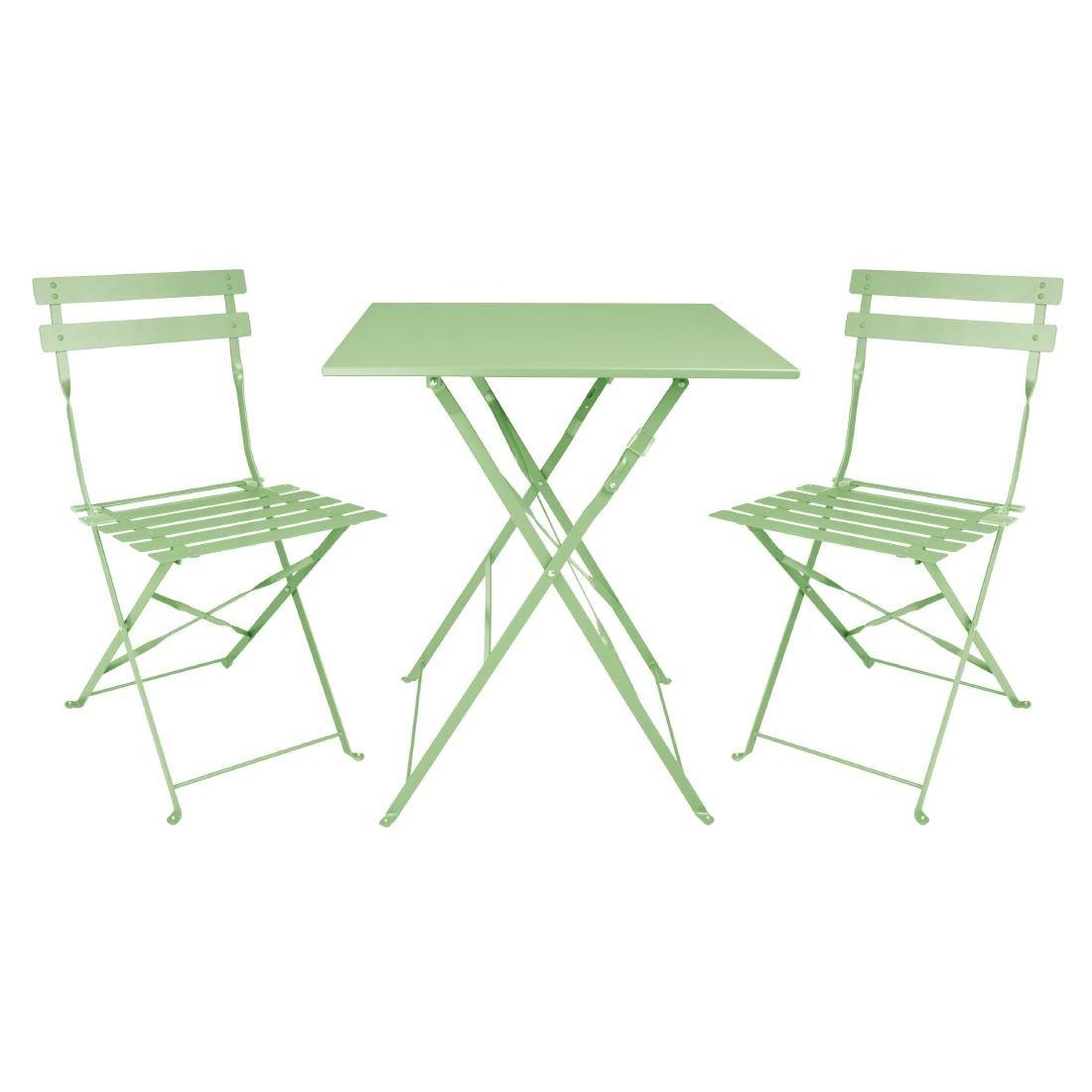 Chaises de terrasse pliantes en acier Bolero vert clair (Lot de 2) - FRANCE CHR