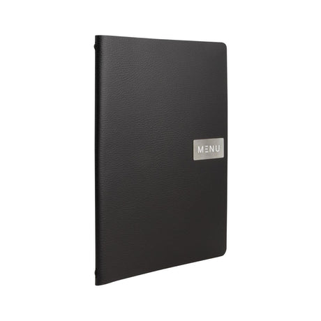 Protège-menu en cuir recyclé brut Securit Gamme Leather A4 noir - FRANCE CHR