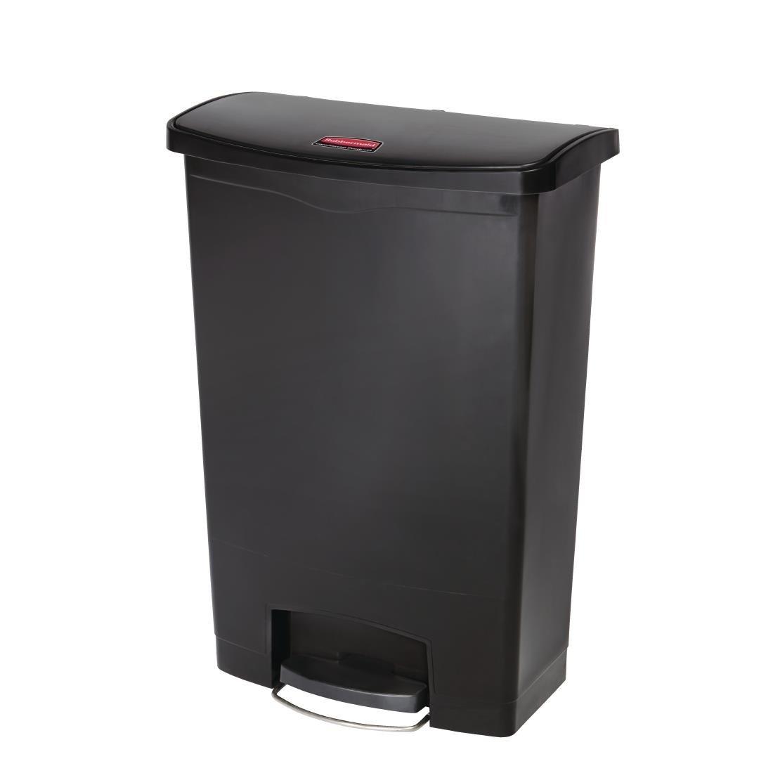 Poubelle à pédale frontale Rubbermaid Slim Jim noire 90L - FRANCE CHR