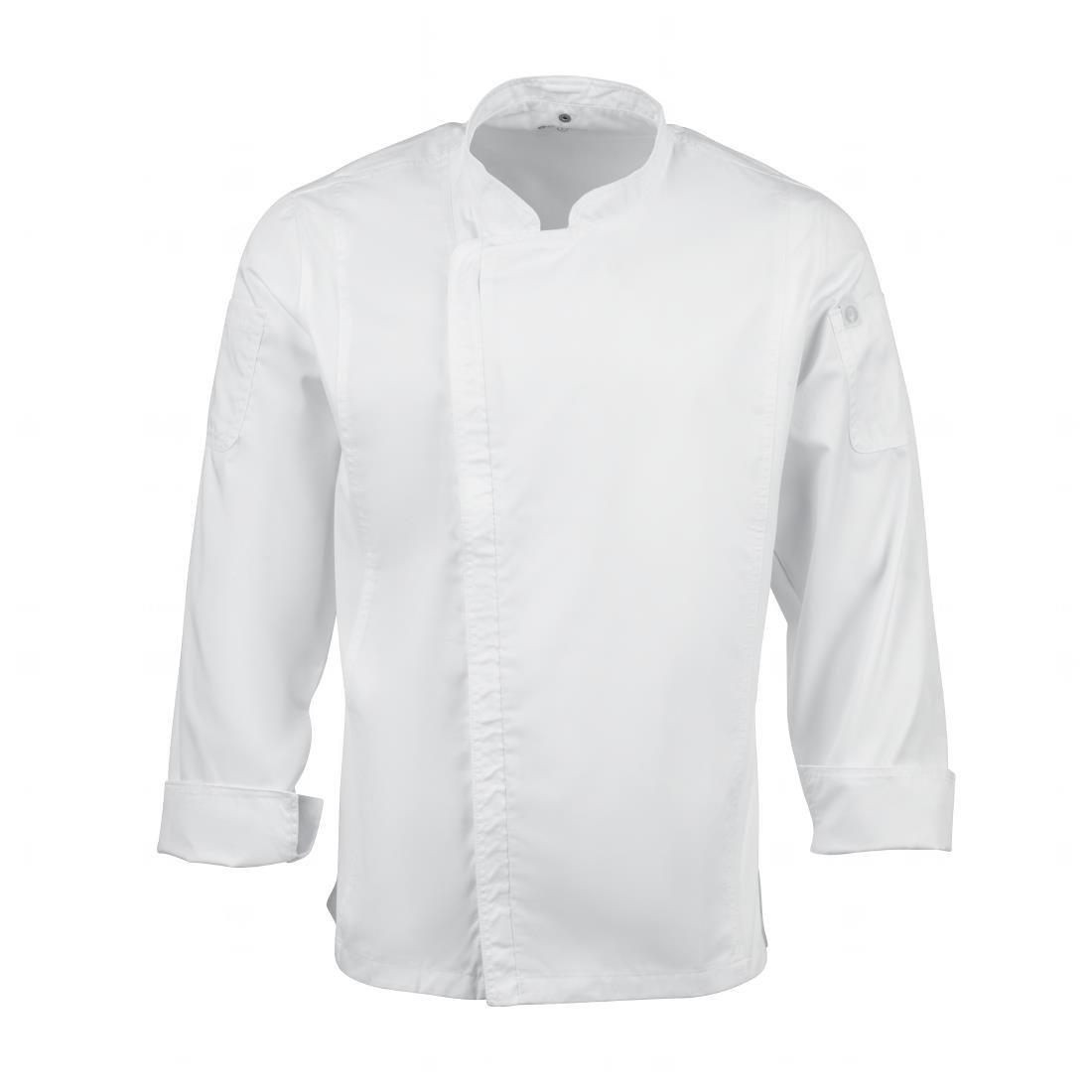 Veste de cuisine mixte légère à fermeture éclair Hartford Chef Works Urban blanche XS - FRANCE CHR