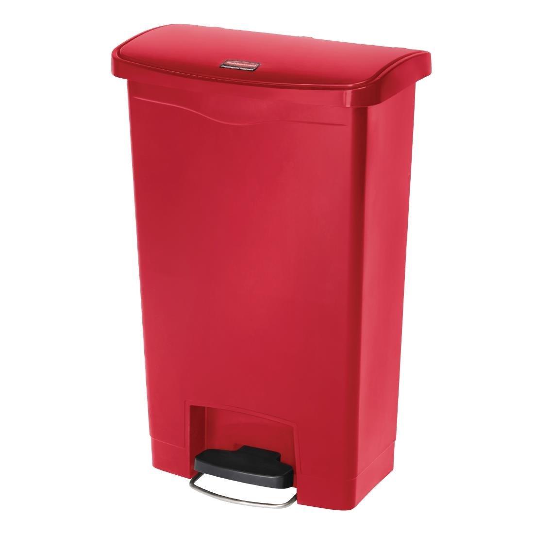 Poubelle à pédale frontale Rubbermaid Slim Jim rouge 50L - FRANCE CHR