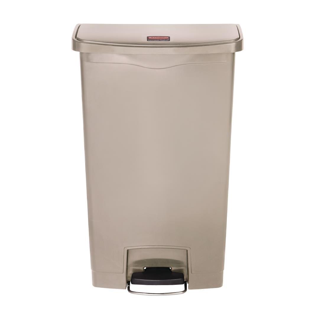 Poubelle à pédale frontale Rubbermaid Slim Jim beige 68L - FRANCE CHR