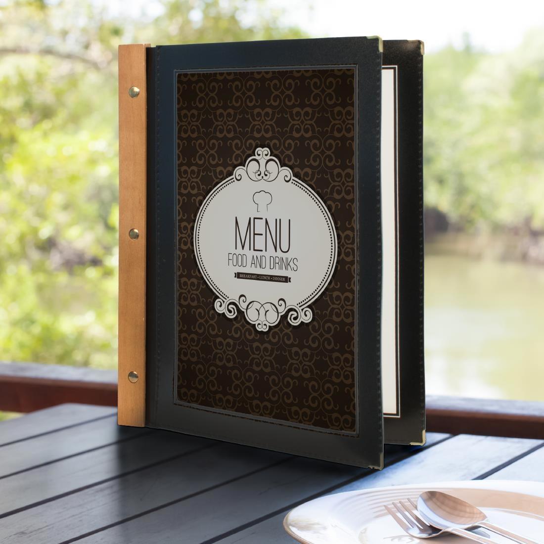 Protège-menus en bois Securit noir A4 - FRANCE CHR