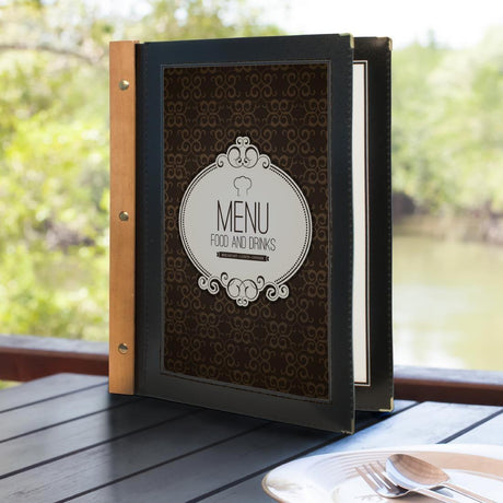 Protège-menus en bois Securit noir A4 - FRANCE CHR