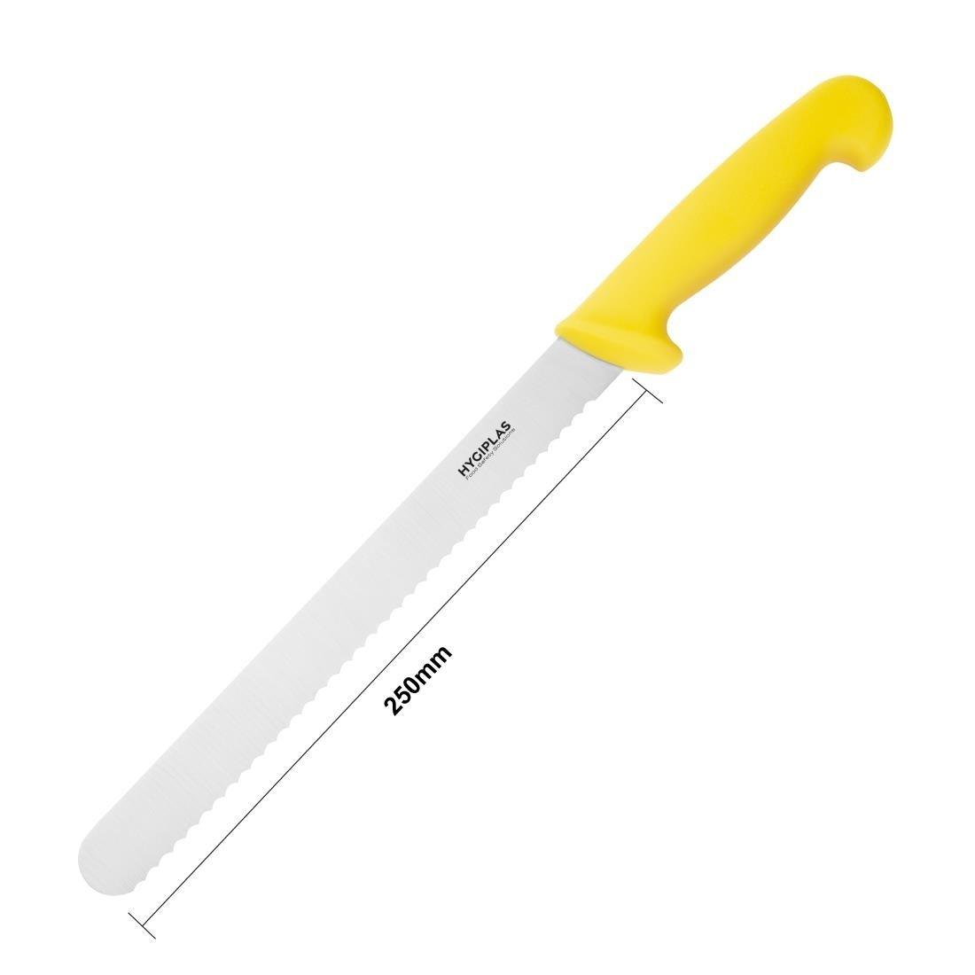 Couteau à trancher denté Hygiplas jaune 255mm - FRANCE CHR