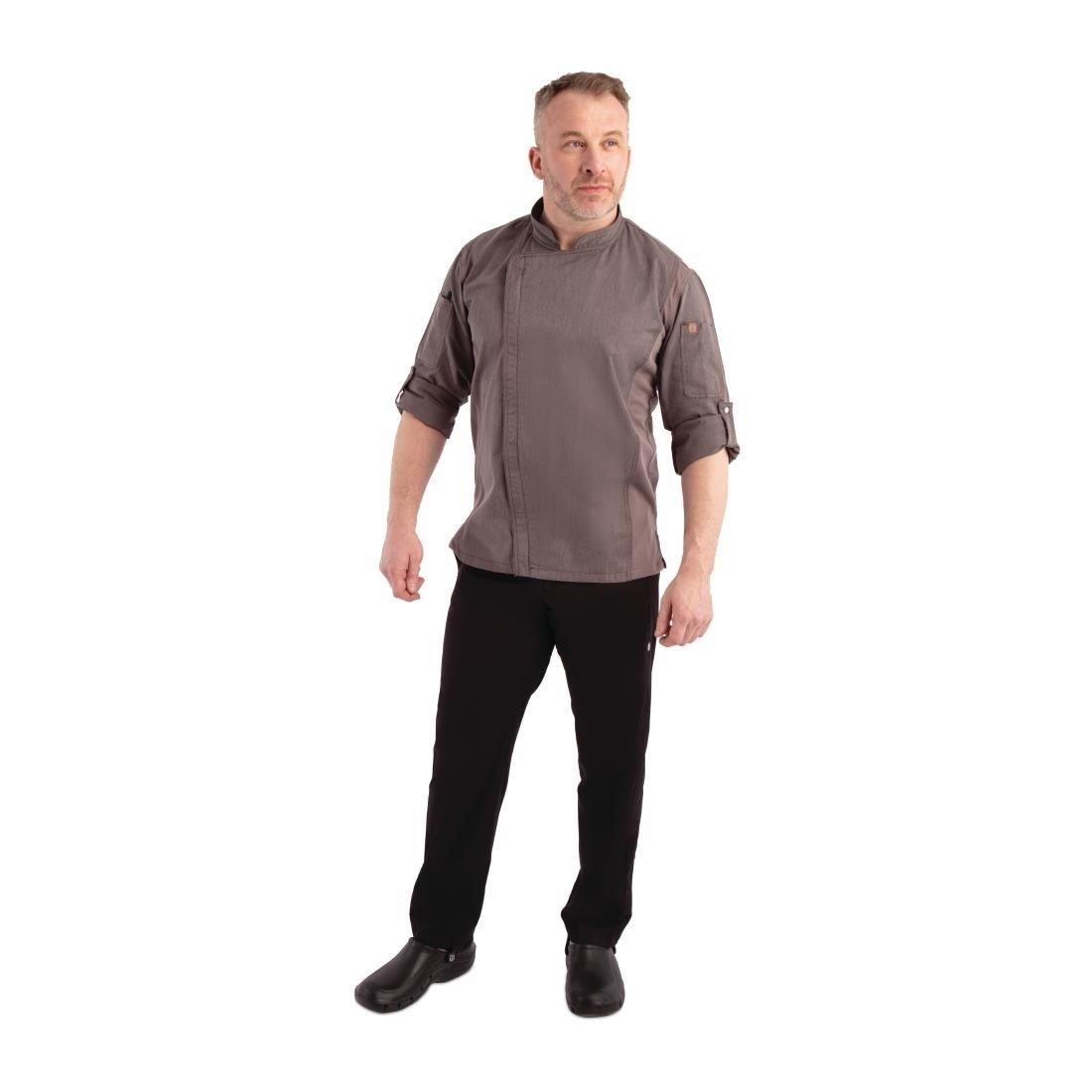 Veste de cuisine mixte légère à fermeture éclair Hartford Chef Works Urban gris graphite XS - FRANCE CHR