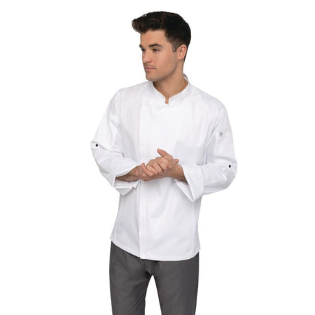 Veste de cuisine mixte légère à fermeture éclair Hartford Chef Works Urban blanche XS - FRANCE CHR