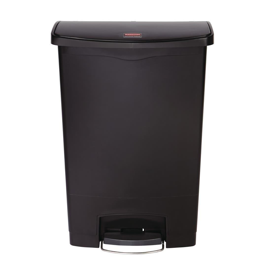 Poubelle à pédale frontale Rubbermaid Slim Jim noire 90L - FRANCE CHR