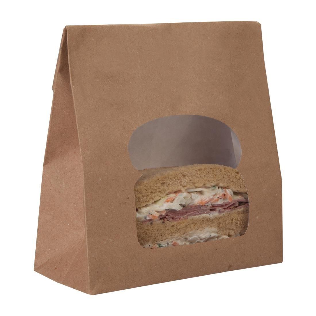 Sacs sandwich kraft recyclables noirs avec fenêtre Colpac (lot de 250) - FRANCE CHR