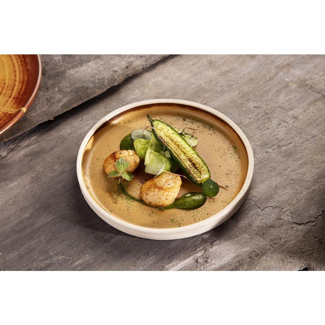 Assiettes plates bord droit terre de sienne Olympia Canvas 18 cm (Lot de 6) - FRANCE CHR