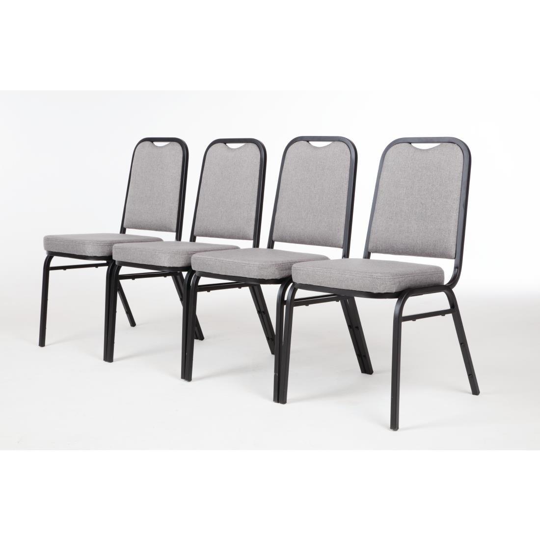 Chaise de banquet avec dossier carré et tissu gris Bolero lot de 4 - FRANCE CHR