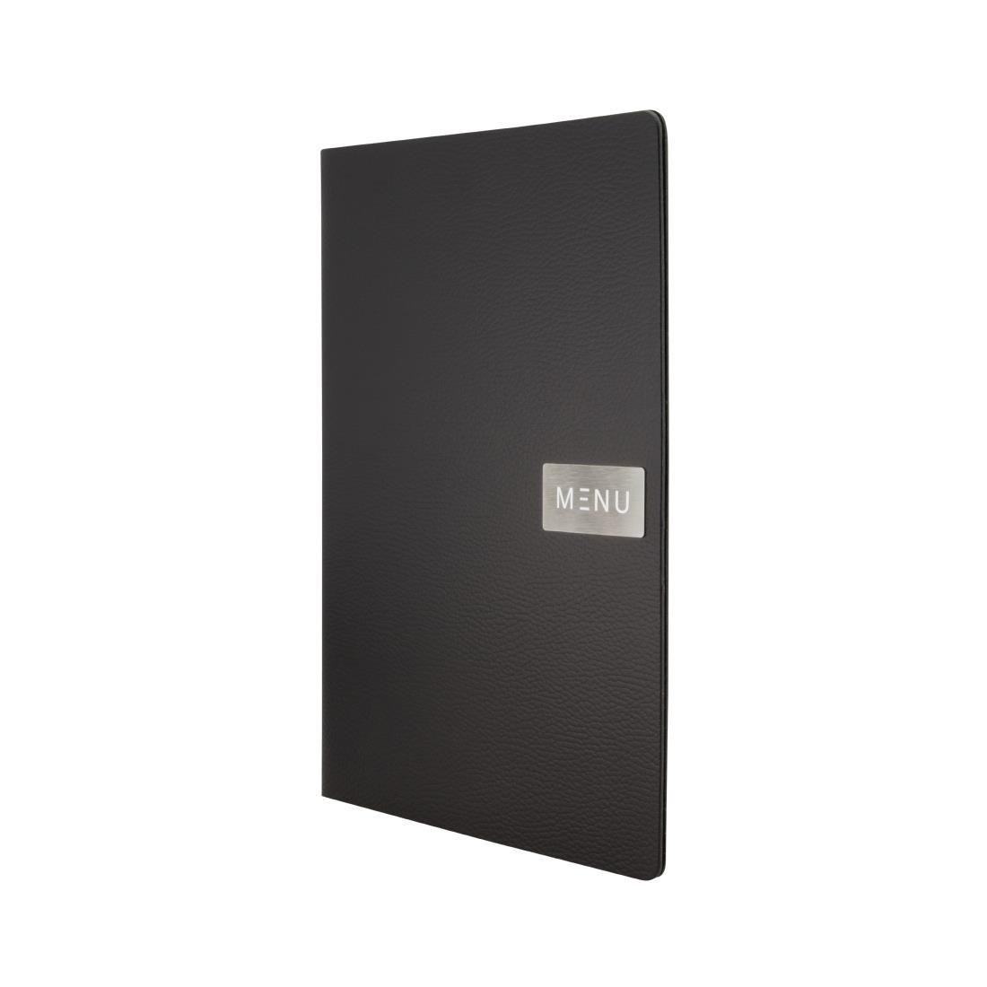 Protège-menu en cuir recyclé brut Securit Gamme Leather A4 noir - FRANCE CHR