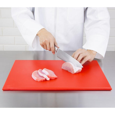 Planche à découper anti-bactérienne en haute densité Hygiplas rouge - FRANCE CHR