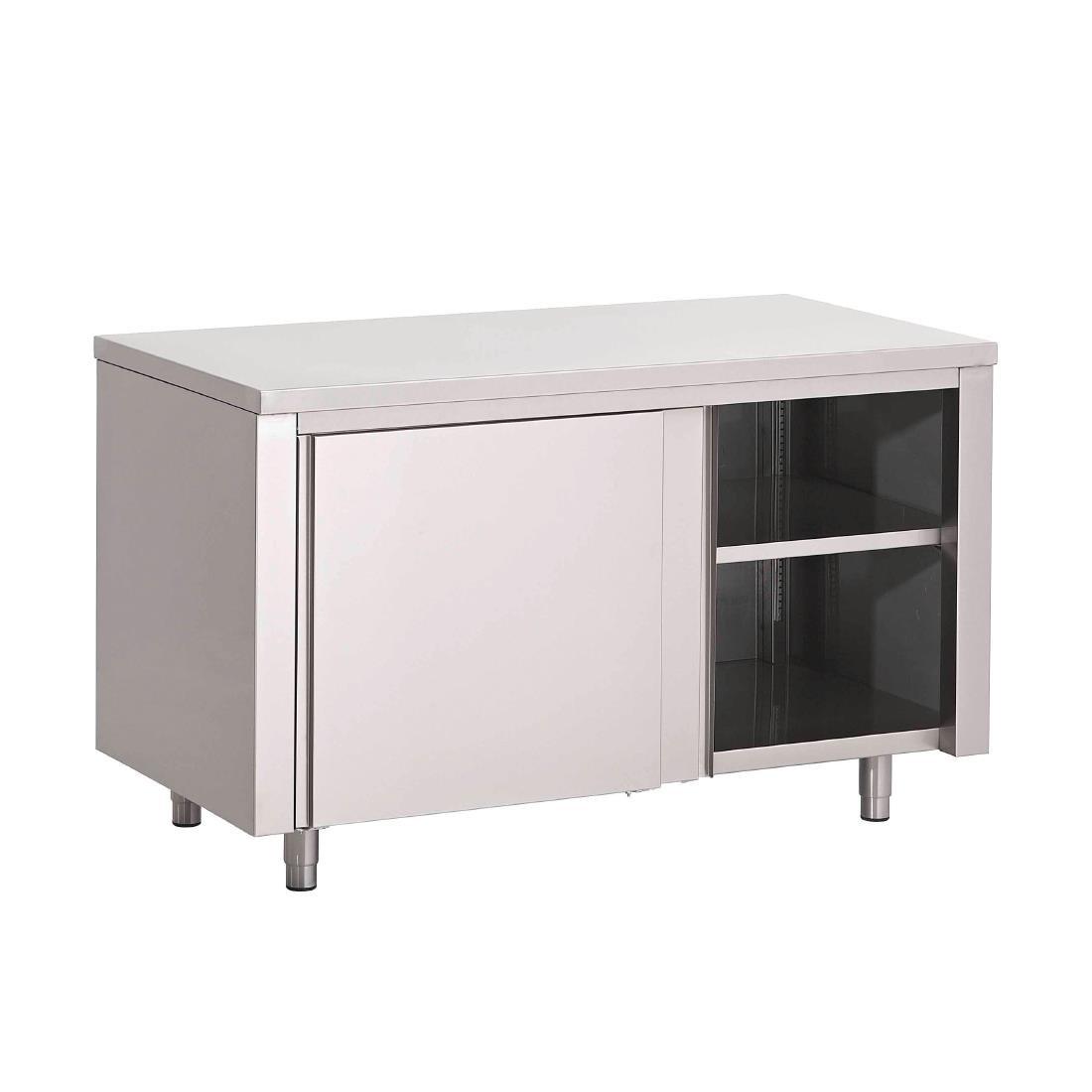 Table armoire inox avec portes coulissantes Gastro M 1600 x 700 x 880mm - FRANCE CHR