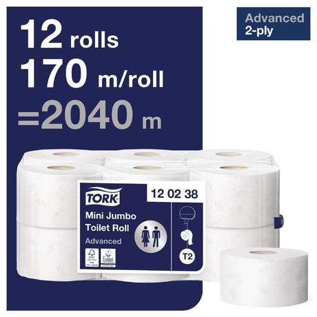 Papier toilette 2 plis Mini Jumbo Tork 170m (Lot de 12) - FRANCE CHR