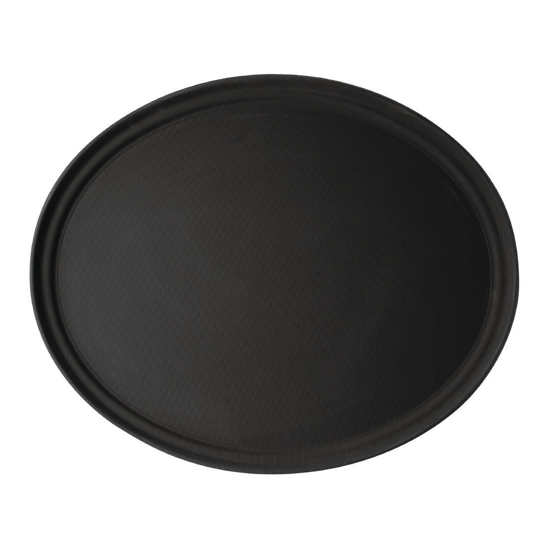 Plateau de service ovale fibre de verre antidérapant Camtread Cambro noir 60 cm - FRANCE CHR