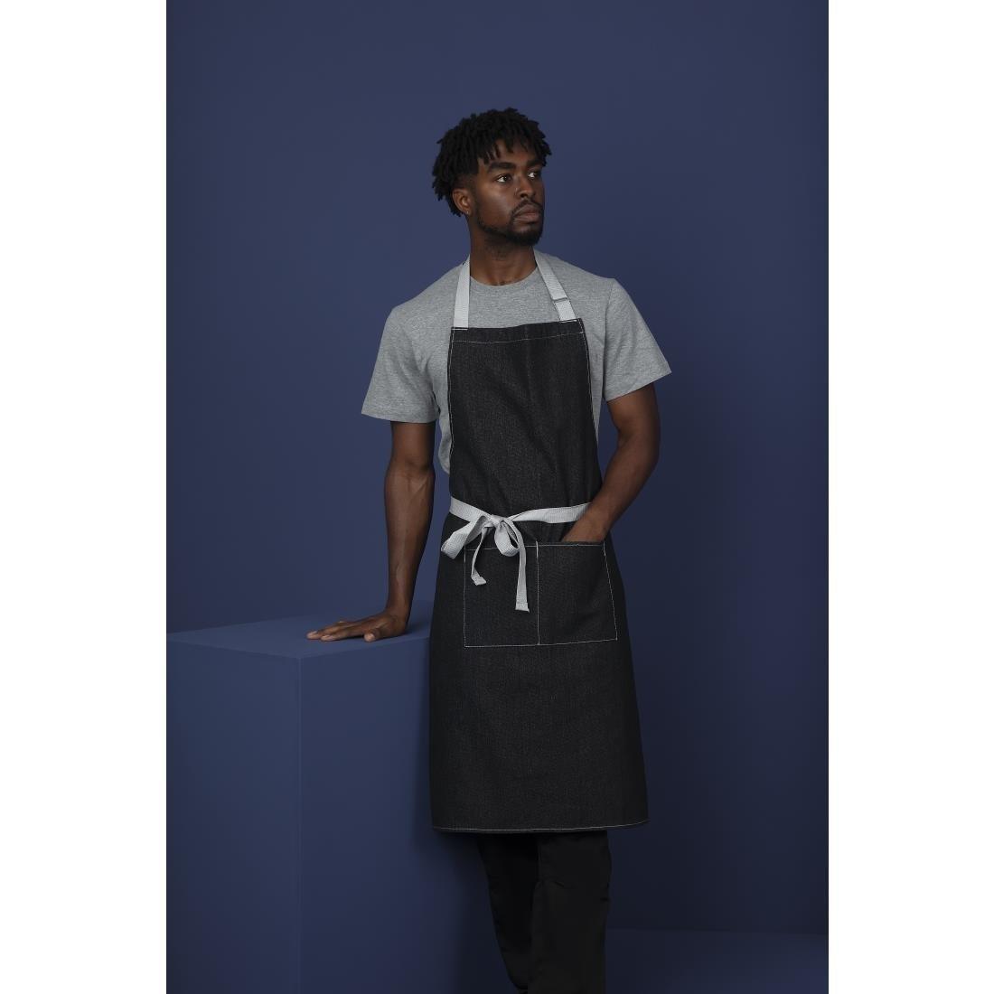 Tablier bavette denim Southside noir - FRANCE CHR