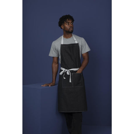 Tablier bavette denim Southside noir - FRANCE CHR