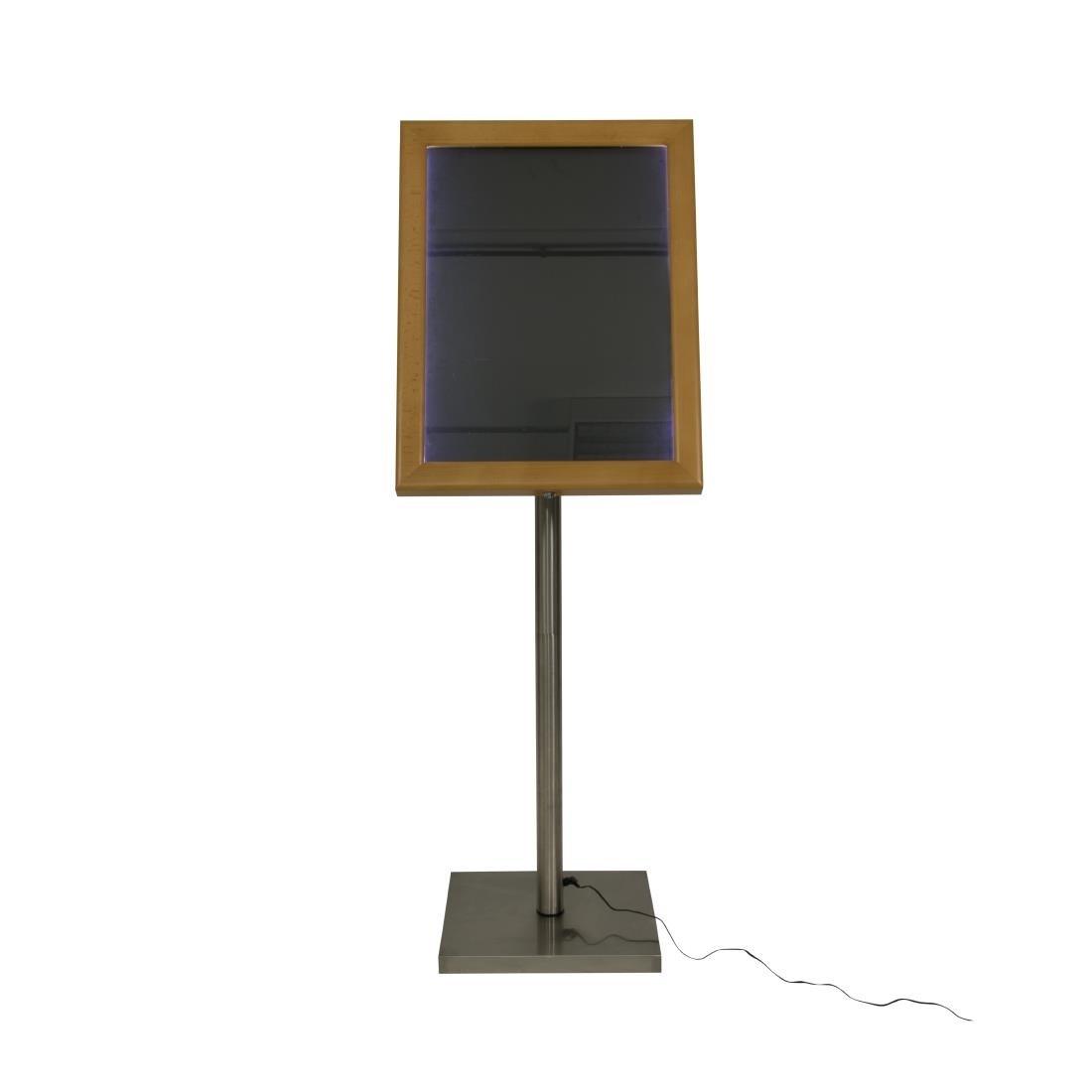 Porte-menu à LED blanches en teck Securit 4xA4 (hors poteau et socle) - FRANCE CHR