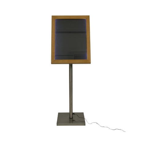 Porte-menu à LED blanches en teck Securit 4xA4 (hors poteau et socle) - FRANCE CHR