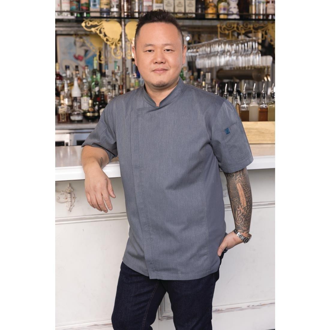 Veste de cuisine mixte légère manches courtes à fermeture éclair Springfield Chef Works Urban bleu encre XS - FRANCE CHR