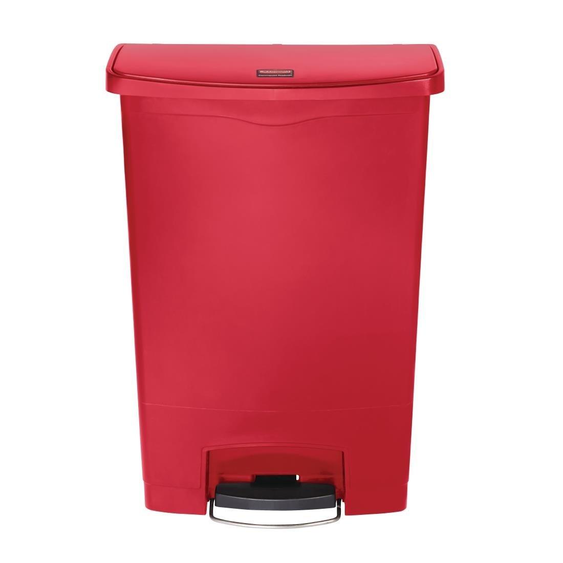 Poubelle à pédale frontale Rubbermaid Slim Jim rouge 90L - FRANCE CHR