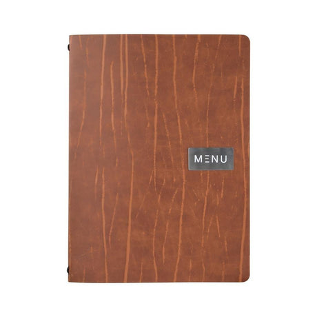 Protège-menu en cuir recyclé Securit Gamme Leather A4 marron - FRANCE CHR