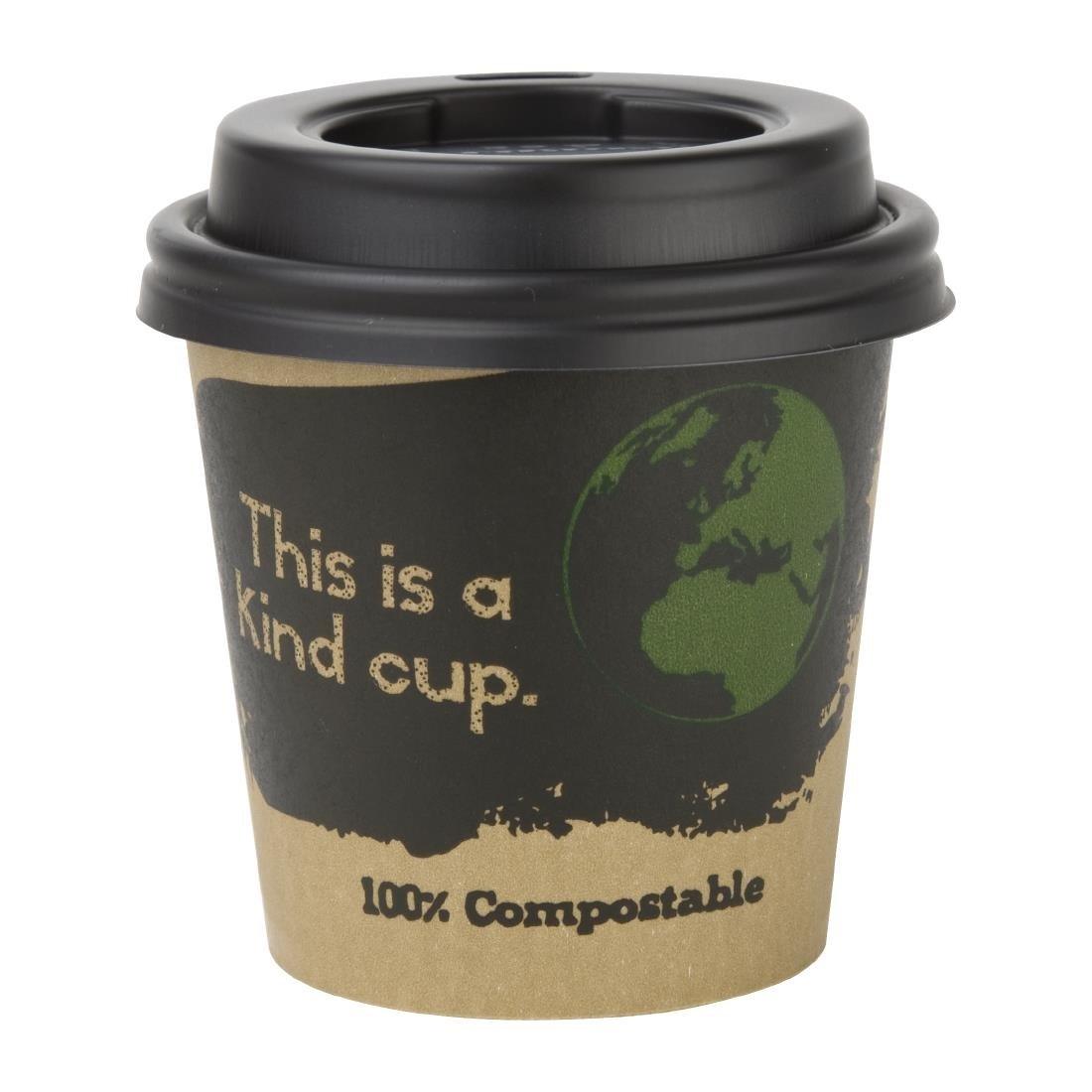 Couvercles noirs compostables en CPLA pour gobelets espresso 113ml Fiesta Compostable (x50) - FRANCE CHR